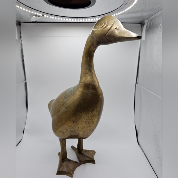 Vintage Brass Goose Figurine, 17" Tall - Picture 8 of 8